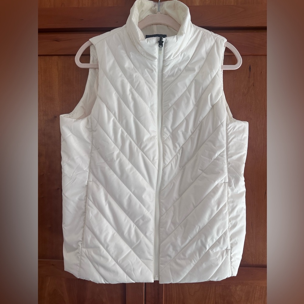 Lands' End Off-White Padded Vest